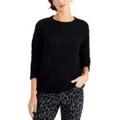 Promo ❤️ Style & Co Petite Teddy Bouclé Sweater, Created For Macy's Spruce Blue ✔️ -Style & Co Sales unnamed file 1049