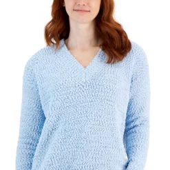 New ❤️ Style & Co 👩 Women's Teddy Bouclé V-Neck Sweater, Created For Macy's Scarlet Crush ❤️ -Style & Co Sales unnamed file 112