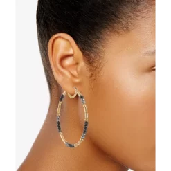Outlet 🤩 Style & Co Gold-Tone Large Mixed Bead Hoop Earrings, Created For Macy's Blue 🔔 -Style & Co Sales unnamed file 1156