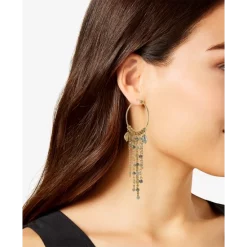 Discount 🤩 Style & Co Gold-Tone Chain & Mixed Stone Charm Statement Hoop Earrings, Created For Macy's 😍 -Style & Co Sales unnamed file 1167