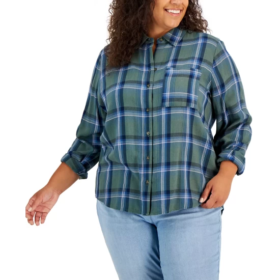 Best deal π Style & Co Plus Size Plaid Perfect π Shirt, Created For Macy's Scarlet Crush Combo π 6 Best deal π Style & Co Plus Size Plaid Perfect π Shirt, Created For Macy's Scarlet Crush Combo π - Image 4