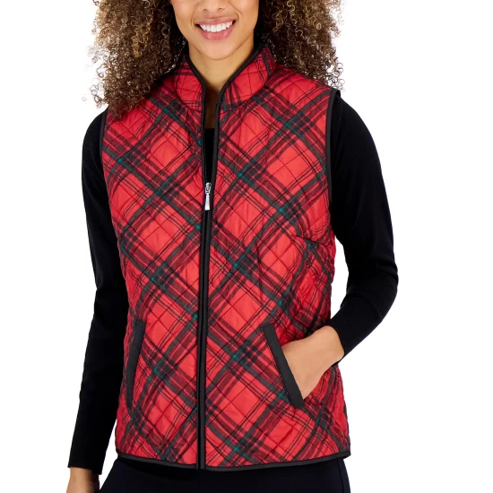 Outlet π₯° Karen Scott π© Women's Plaid Sleeveless Puffer Vest, Created For Macy's Winter White π 8 Outlet π₯° Karen Scott π© Women's Plaid Sleeveless Puffer Vest, Created For Macy's Winter White π - Image 6