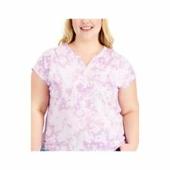 Best Pirce 😀 Style & Co Plus Size Split-Neck Top, Created For Macy's Soft Shell 🥰 -Style & Co Sales unnamed file 1585