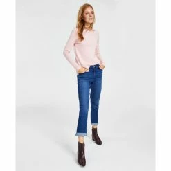 Deals 😍 Style & Co 👩 Women's Crewneck Sweater & Girlfriend 👖 Jeans, Created For Macy's Aventurine 💯