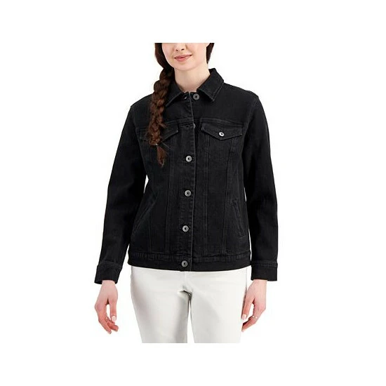 New π Style & Co π© Women's Denim Trucker Jacket, Created For Macy's Washed Black π 5 New π Style & Co π© Women's Denim Trucker Jacket, Created For Macy's Washed Black π - Image 3