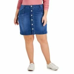 Budget 🎉 Style & Co Plus Size Button-Front Denim 👗 Skirt, Created For Macy's Ranger 🎉