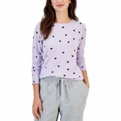 Buy ⌛ Style & Co Petite Heart-Print Crewneck Sweater, Created For Macy's Dreamy Lavender 💯