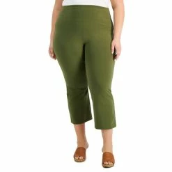 Discount 🛒 Style & Co Plus Size Pull-On Cropped Flare Leggings, Created For Macy's Winter Moss 👏