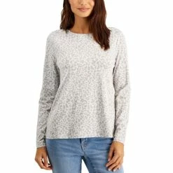 Cheap 👏 Style & Co Petite Animal-Print Long-Sleeve Top, Created For Macy's Heather Leopard ✔️