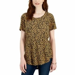 Discount 😍 Style & Co Petite Printed Classic Crewneck T-Shirt, Created For Macy's Toffee Leopard 😉