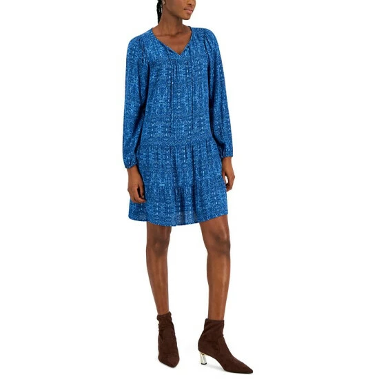 Brand new π Style & Co Petite Petite Gauze Tiered Shift π Dress, Created For Macy's Barret Tapestry Blue β 3 Brand new π Style & Co Petite Petite Gauze Tiered Shift π Dress, Created For Macy's Barret Tapestry Blue β