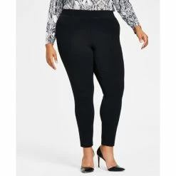 Best Sale β INC International Concepts Plus Size Skinny Pull-On Ponte Pants, Created For Macy's Deep Black π