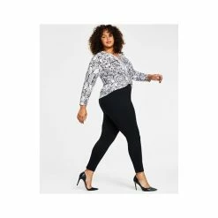 Best Sale ⌛ INC International Concepts Plus Size Skinny Pull-On Ponte Pants, Created For Macy's Deep Black 😉 -Style & Co Sales unnamed file 1842