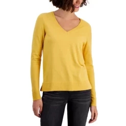 Promo 🧨 Style & Co 👩 Women's V-Neck Long-Sleeve Sweater, Created For Macy's Honey Glaze 😍 -Style & Co Sales unnamed file 228