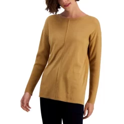 Flash Sale 🔔 Style & Co 👩 Women's Seam-Front Tunic Sweater, Created For Macy's New Pale Sage 🔥