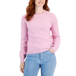 Deals 😀 Style & Co 👩 Women's Puff-Sleeve Crewneck Sweater, Created For Macy's Eggnog 🧨 -Style & Co Sales unnamed file 382