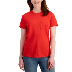 Best Pirce ⭐ Style & Co 👩 Women's Cotton Pocket T-Shirt, Created For Macy's Omphalodes 💯 -Style & Co Sales unnamed file 481