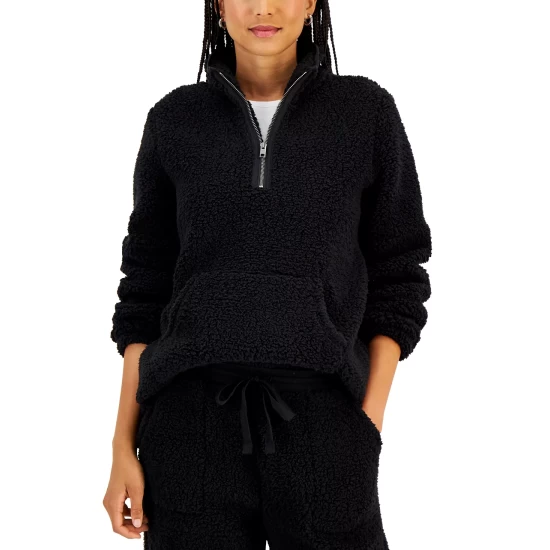Promo β Style & Co π© Women's Sherpa Quarter-Zip Pullover, Created For Macy's Deep Black π₯ 6 Promo β Style & Co π© Women's Sherpa Quarter-Zip Pullover, Created For Macy's Deep Black π₯ - Image 4