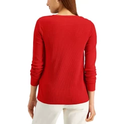 Budget ✔️ Style & Co Petite Waffle Pullover Top, Created For Macy's Scarlet Crush ✔️ -Style & Co Sales unnamed file 563