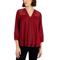 Coupon π Style & Co π© Women's V-Neck Snit Top, Created For Macy's Dark Lead Heather π