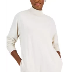 Hot Sale 🛒 Style & Co Petite Mock-Neck Ribbed-Edge Sweatshirt, Created For Macy's Dark Lead Heather 🛒 -Style & Co Sales unnamed file 676