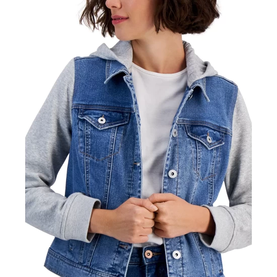 Cheap 𧨠Style & Co π© Women's Hooded Mixed-Media Denim Jacket, Created For Macy's Soho Wash π 6 Cheap 𧨠Style & Co π© Women's Hooded Mixed-Media Denim Jacket, Created For Macy's Soho Wash π - Image 4
