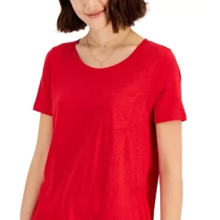 Top 10 👍 Style & Co 👩 Women's Pocket T-Shirt, Created For Macy's Aventurine 😉 -Style & Co Sales unnamed file 683
