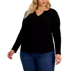 Cheapest ✔️ Style & Co Plus Size Waffle-Knit Split-Neck Top, Created For Macy's Smoked Rose 😀 -Style & Co Sales unnamed file 838