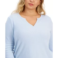 Cheapest ✔️ Style & Co Plus Size Waffle-Knit Split-Neck Top, Created For Macy's Smoked Rose 😀 -Style & Co Sales unnamed file 839