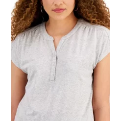 Top 10 ✔️ Style & Co 👩 Women's Dolman-Sleeve Henley Linen-Blend Top, Created For Macy's Dry Grass 🔔 -Style & Co Sales unnamed file 913