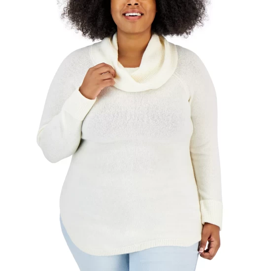 Best deal π₯ Style & Co Plus Size Waffle-Knit Cowlneck Sweater, Created For Macy's Air Blue Heather π₯ 5 Best deal π₯ Style & Co Plus Size Waffle-Knit Cowlneck Sweater, Created For Macy's Air Blue Heather π₯ - Image 3