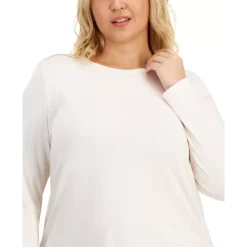 Deals 🛒 Style & Co Plus Size Heathered Long-Sleeve T-Shirt, Created For Macy's Medium Grey Heather 🌟 -Style & Co Sales unnamed file 960